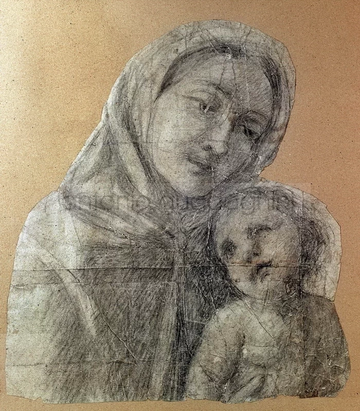 Madonna col Bambino - 1844, carboncino su carta cm.43,5x39, coll. privata